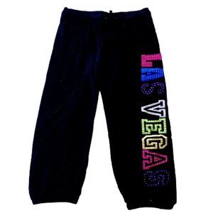 ---  Black Sweat Pants with Sparkly Studs Small (Fits 8 - 10)